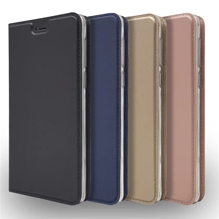Auto-absorbed Magnetic Leather Card Holder Phone Shell for Huawei Honor 6x (2016) - Black
