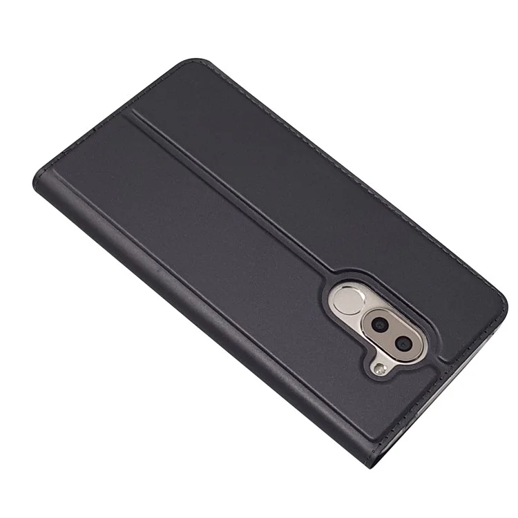 Auto-absorbed Magnetic Leather Card Holder Phone Shell for Huawei Honor 6x (2016) - Black
