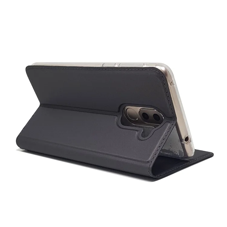 Auto-absorbed Magnetic Leather Card Holder Phone Shell for Huawei Honor 6x (2016) - Black