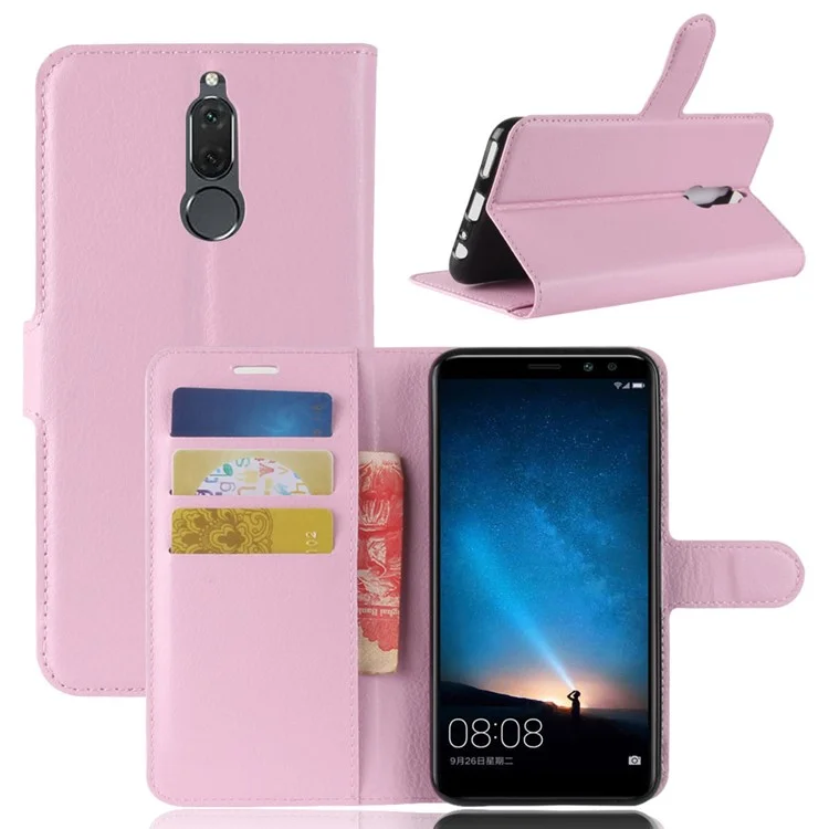 Litchi Skin Magnetic Leather Case Для Huawei Mate 10 Lite / Nova 2i / Майманг 6 - Розовый