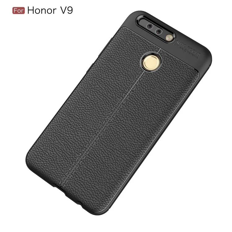 Litchi Skin PU Leather Skin TPU Back Cover for Huawei Honor 8 Pro/Honor V9 - Black