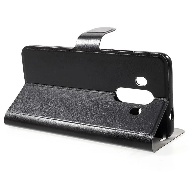 Crazy Horse PU Leather Wallet Stand Case for Huawei Mate 10 Pro - Black