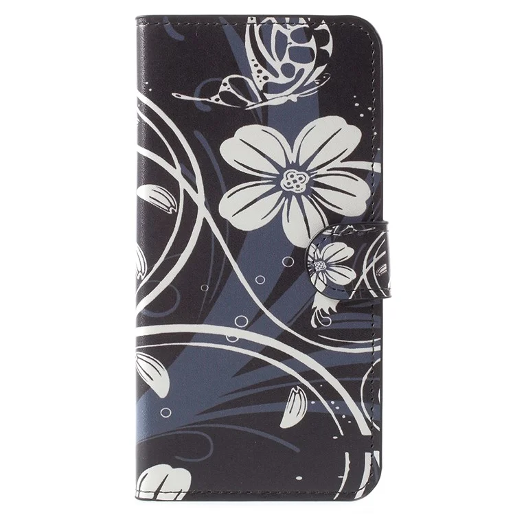 Water Transfer Printing Stand Wallet Magnetic Leather Case for Huawei Honor 7X - Pretty Flowers