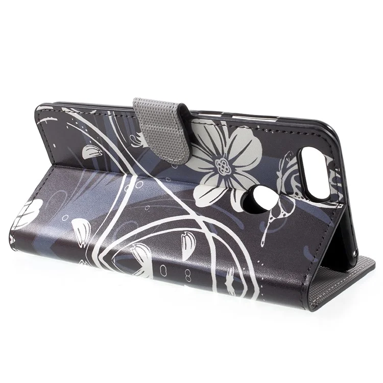 Water Transfer Printing Stand Wallet Magnetic Leather Case for Huawei Honor 7X - Pretty Flowers