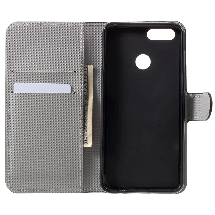 Water Transfer Printing Stand Wallet Magnetic Leather Case for Huawei Honor 7X - Pretty Flowers