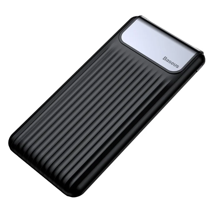 BASEUS Thin Portable QC3.0 10000mAh Type-C + Micro USB Dual-input Power Bank - Black