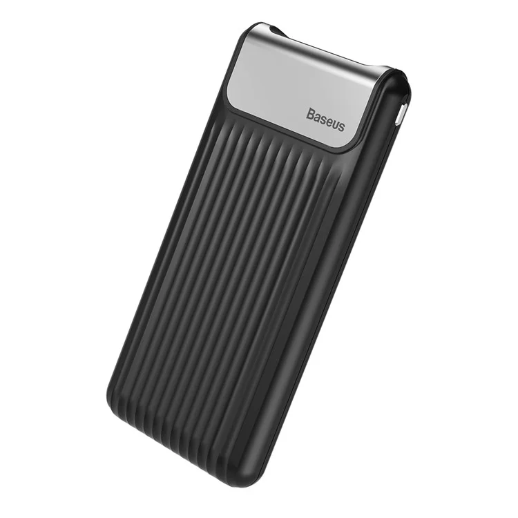 BASEUS Thin Portable QC3.0 10000mAh Type-C + Micro USB Dual-input Power Bank - Black