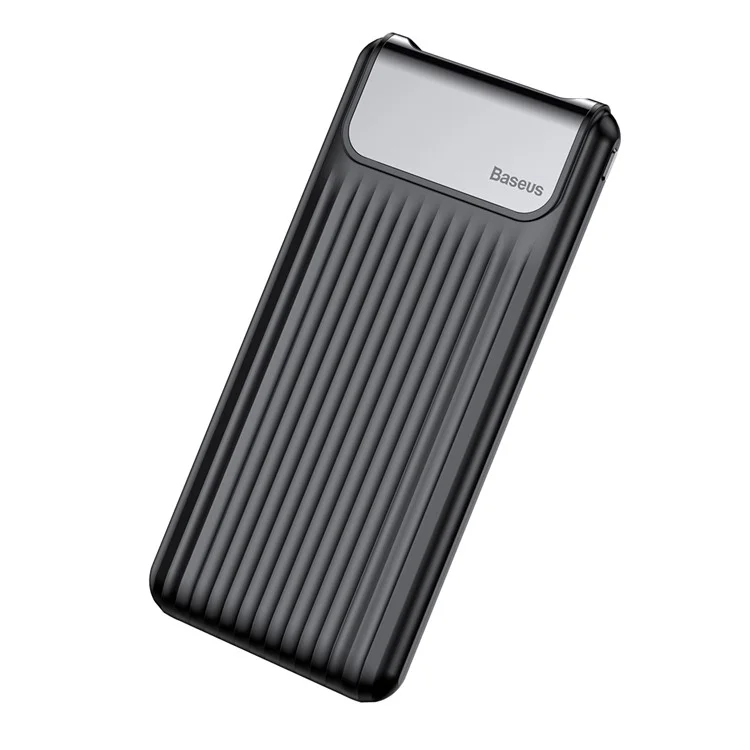 BASEUS Thin Portable QC3.0 10000mAh Type-C + Micro USB Dual-input Power Bank - Black