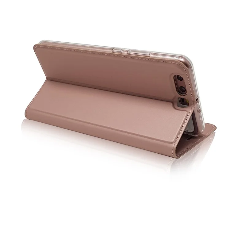 Magnetic Stand Leather Phone Case with Card Slot for Huawei P10 - Rose Gold