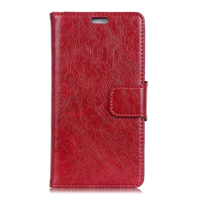 Textured Split Leather Stand Phone Casing for Huawei Mate 10 Pro - Red