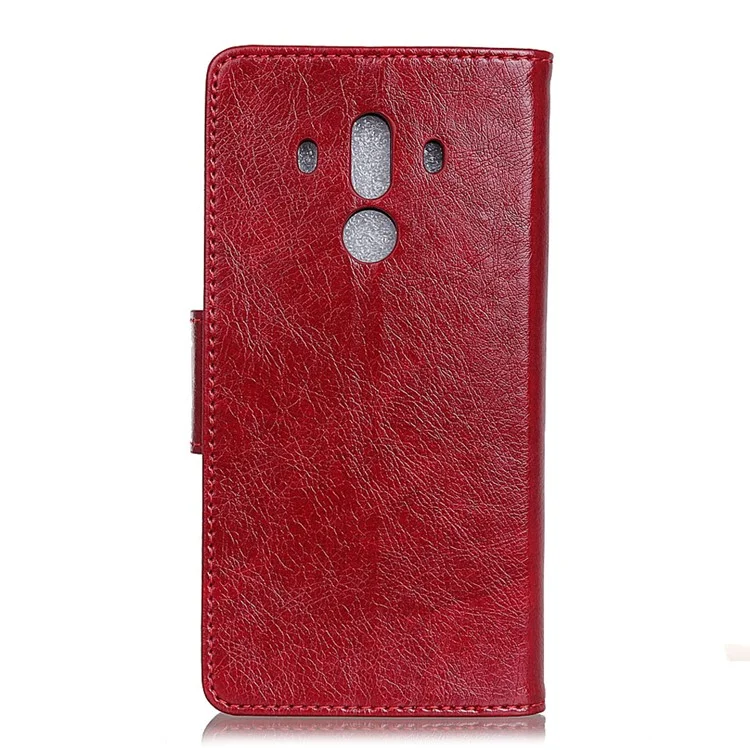 Textured Split Leather Stand Phone Casing for Huawei Mate 10 Pro - Red