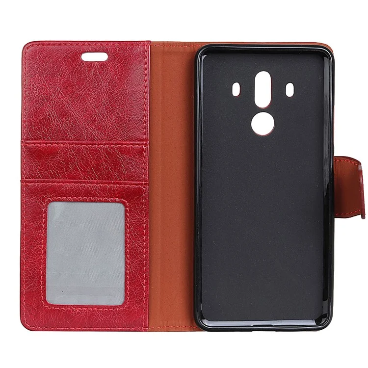 Textured Split Leather Stand Phone Casing for Huawei Mate 10 Pro - Red