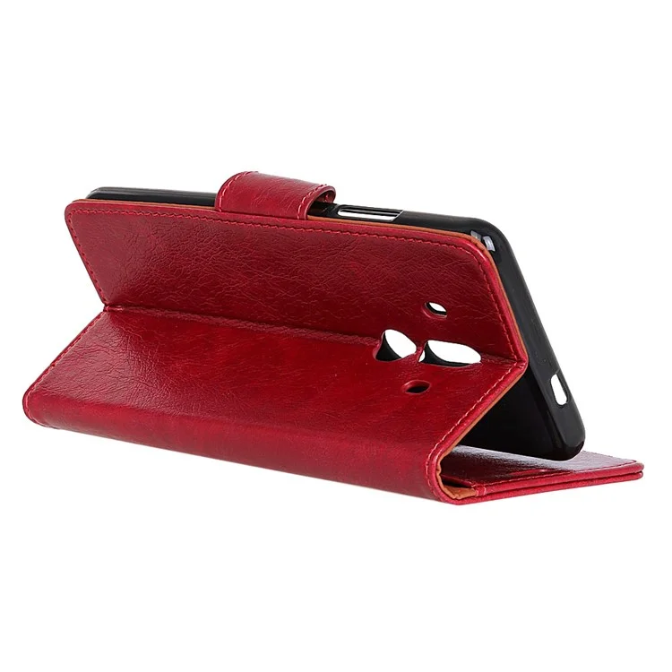 Textured Split Leather Stand Phone Casing for Huawei Mate 10 Pro - Red