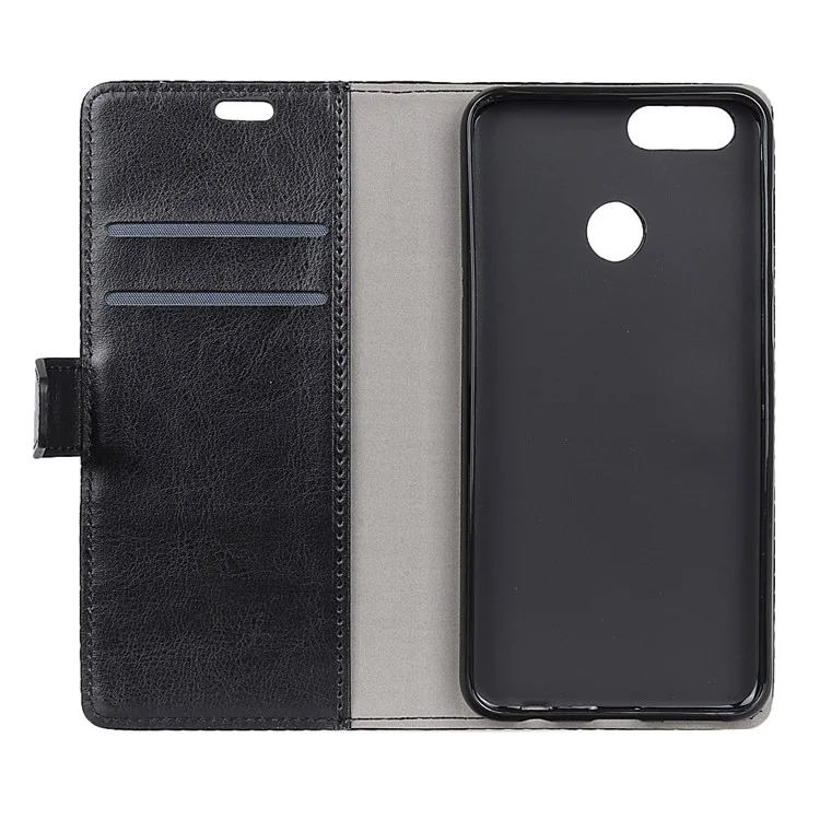 For Huawei Honor 7X Crazy Horse Wallet Stand Leather Case - Black