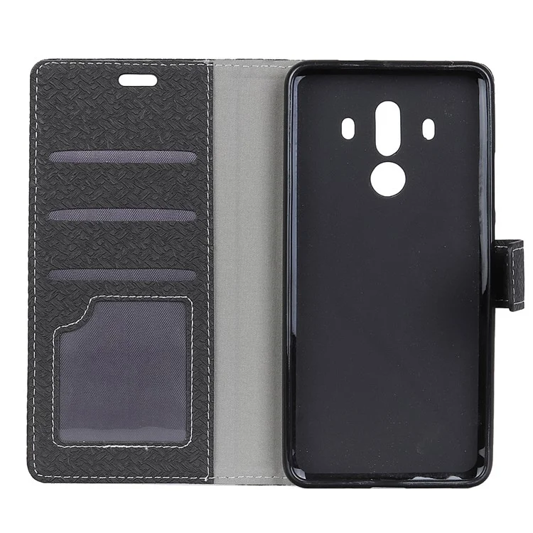 Woven Texture Wallet Magnetic Leather Phone Case with Stand for Huawei Mate 10 Pro - Black