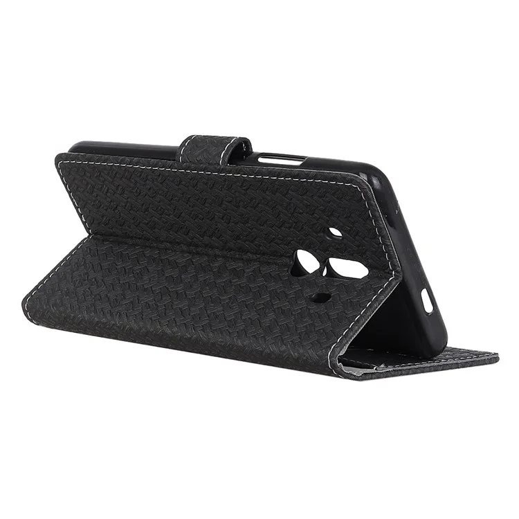 Woven Texture Wallet Magnetic Leather Phone Case with Stand for Huawei Mate 10 Pro - Black