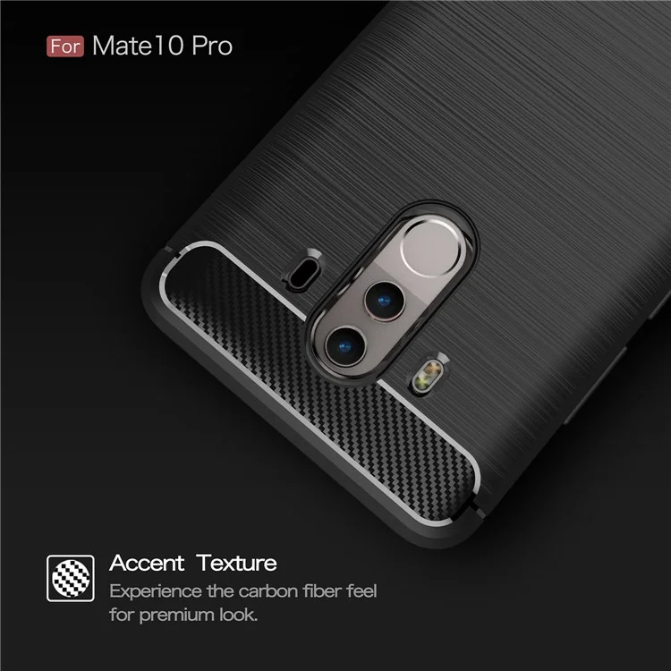 Carbon Fiber Texture Brushed TPU Back Case for Huawei Mate 10 Pro - Black