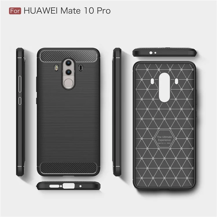 Carbon Fiber Texture Brushed TPU Back Case for Huawei Mate 10 Pro - Black