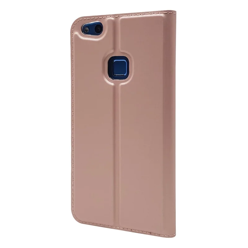 Auto-absorbed Magnetic Leather Stand Flip Cover for Huawei P10 Lite - Rose Gold