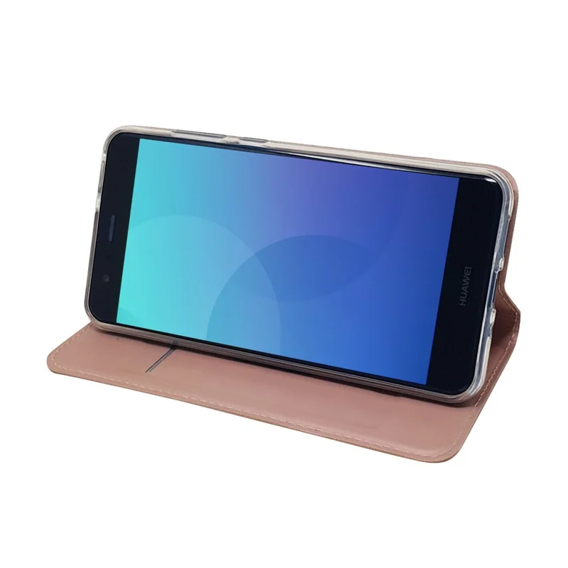 Auto-absorbed Magnetic Leather Stand Flip Cover for Huawei P10 Lite - Rose Gold