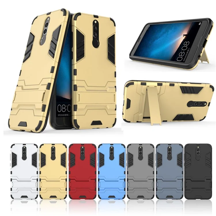 Cool Guard Plastic TPU Обратная Защита Телефона с Подставкой Для Huawei Mate 10 Lite / Nova 2i / Майманг 6 - Темно-синий