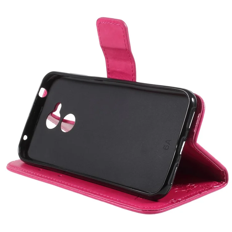 Imprint Butterfly and Flower Stand Wallet Leather Case for Huawei Honor 6A / 5C pro - Rose