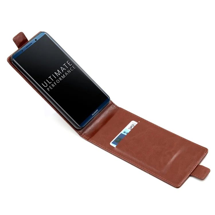 BOGVED Crazy Horse Vertical Leather Case with Card Slot for Huawei Mate 10 Pro - Brown