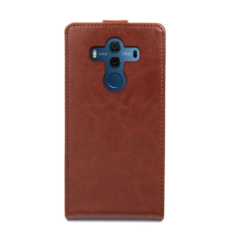 BOGVED Crazy Horse Vertical Leather Case with Card Slot for Huawei Mate 10 Pro - Brown