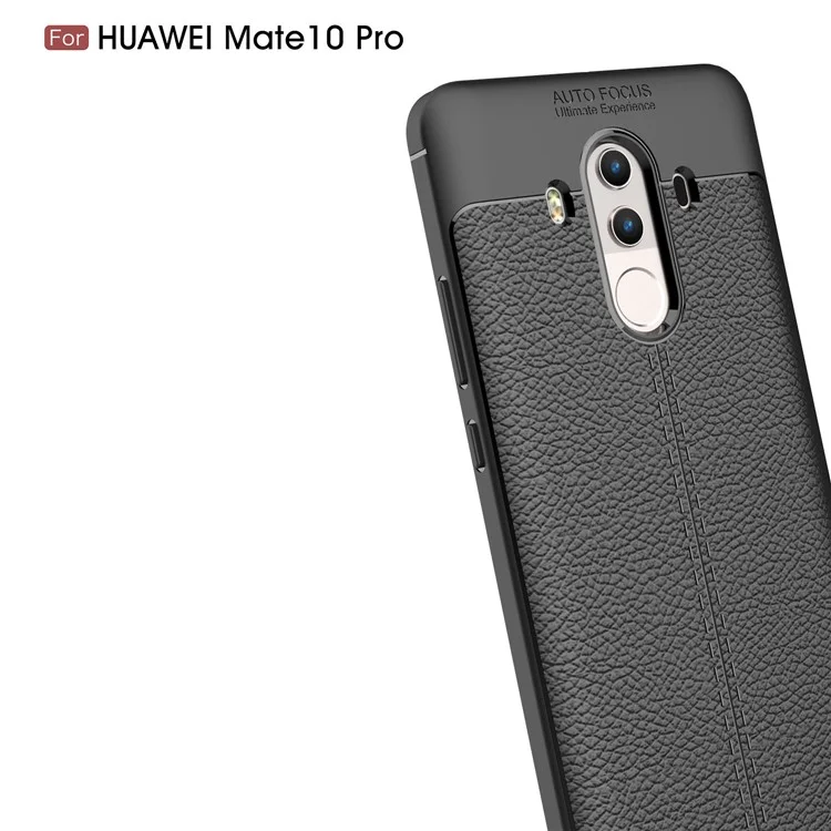 Litchi Grain Soft TPU Back Cover pour Huawei Mate 10 Pro - Noir