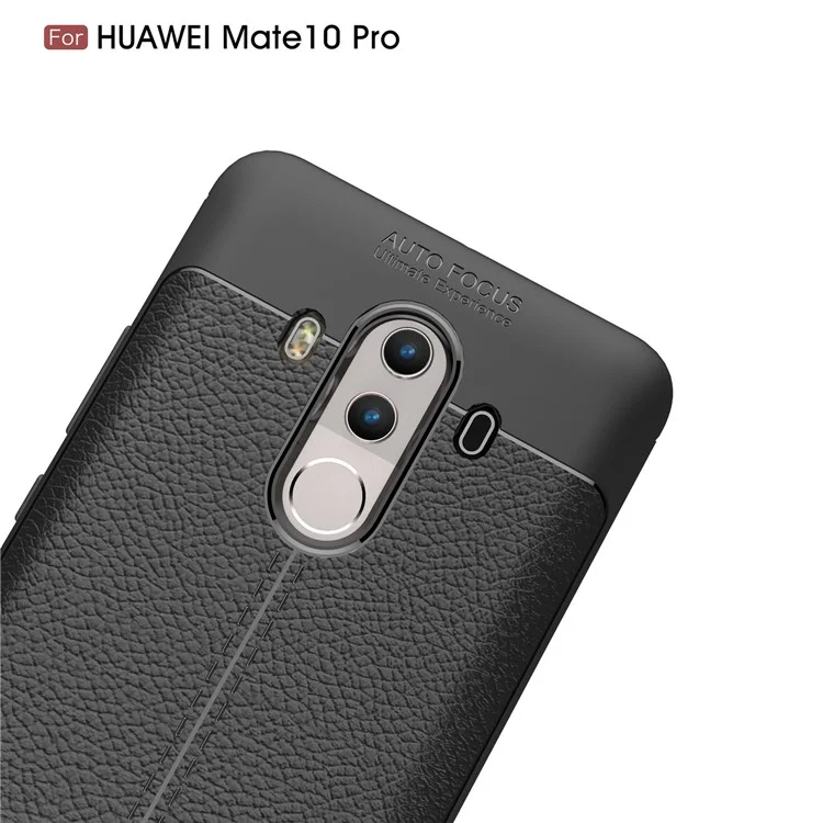 Litchi Grain Soft TPU Back Cover pour Huawei Mate 10 Pro - Noir