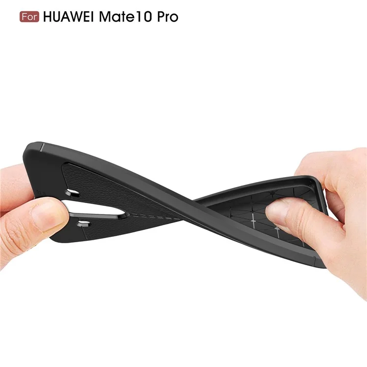 Litchi Grain Soft TPU Back Cover pour Huawei Mate 10 Pro - Noir
