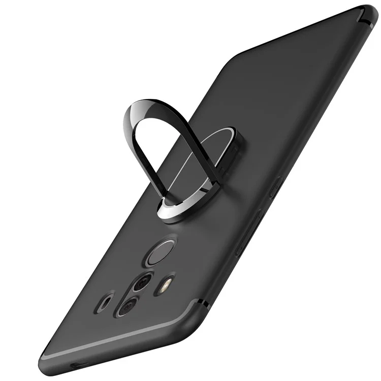 Magnetic Finger Ring Kickstand Matte TPU Back Case for Huawei Mate 10 Pro - Black