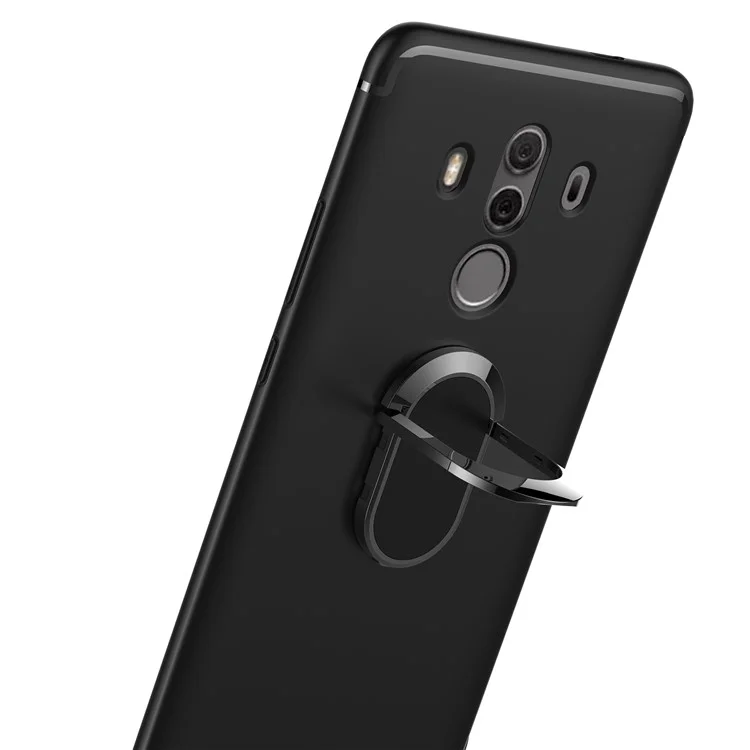 Magnetic Finger Ring Kickstand Matte TPU Back Case for Huawei Mate 10 Pro - Black