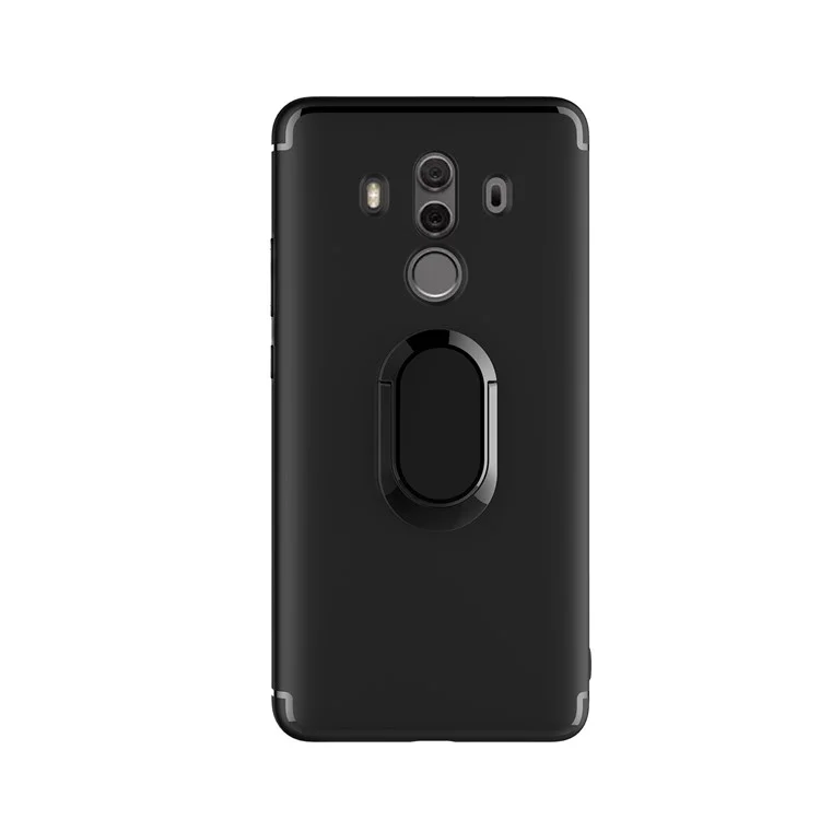 Magnetic Finger Ring Kickstand Matte TPU Back Case for Huawei Mate 10 Pro - Black