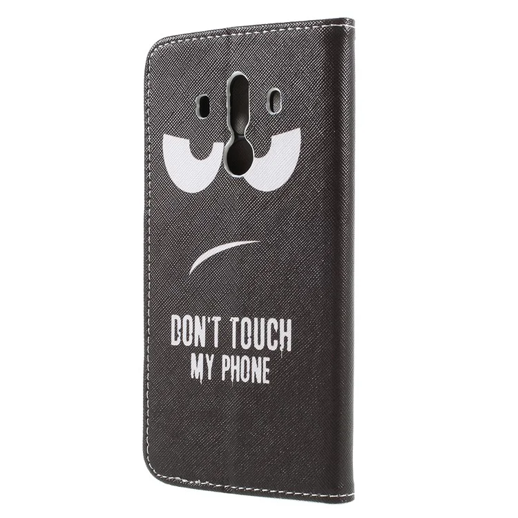 Pattern Printing Cross Texture Stand Wallet Leather Cover for Huawei Mate 10 Pro - Angry Face