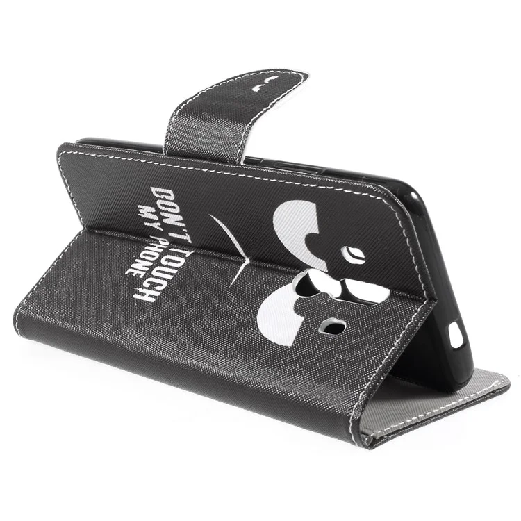Pattern Printing Cross Texture Stand Wallet Leather Cover for Huawei Mate 10 Pro - Angry Face