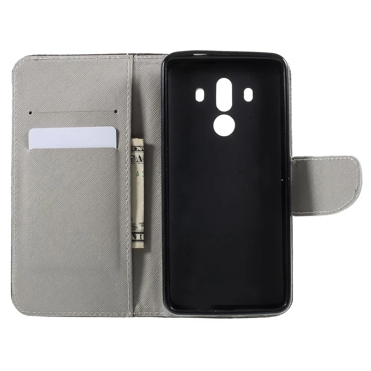 Pattern Printing Cross Texture Stand Wallet Leather Cover for Huawei Mate 10 Pro - Angry Face
