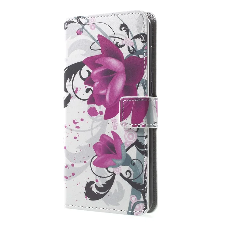 Para Huawei Mate 10 Lite / nova 2i / Maimang 6 Carteira de Couro PU Stand Capa de Proteção do Telefone - Flor de Kapok Roxa