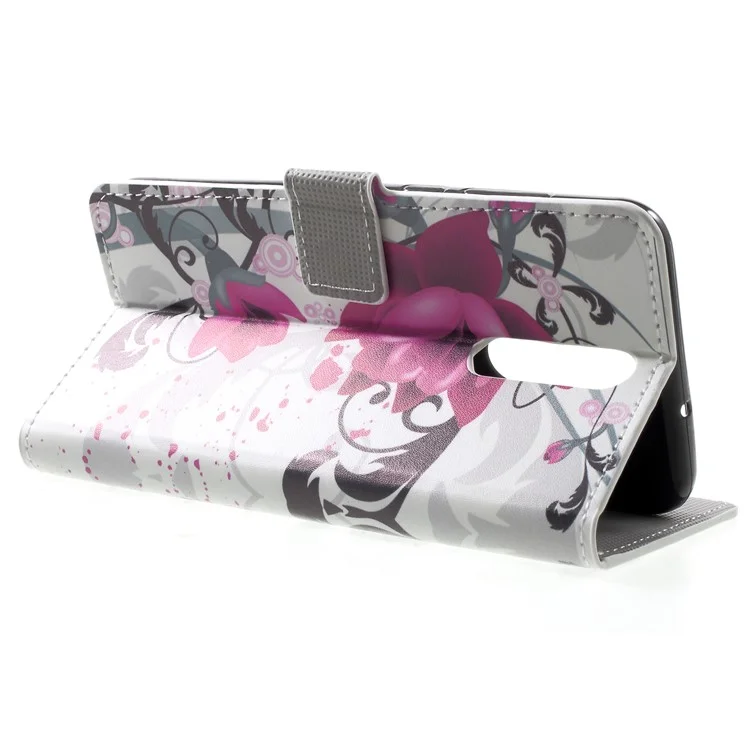 Para Huawei Mate 10 Lite / nova 2i / Maimang 6 Carteira de Couro PU Stand Capa de Proteção do Telefone - Flor de Kapok Roxa