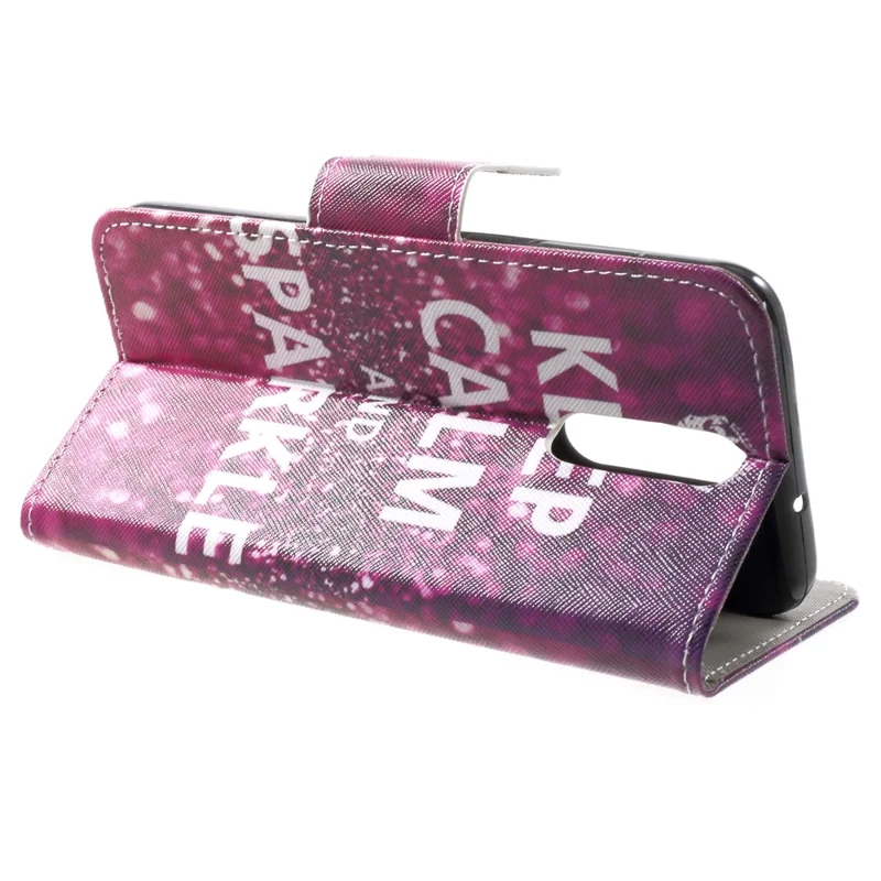 Pattern Printing Phone Leather Wallet Case for Huawei Mate 10 Lite / nova 2i / Maimang 6 / Honor 9i (India) - Keep Calm and Sparkle