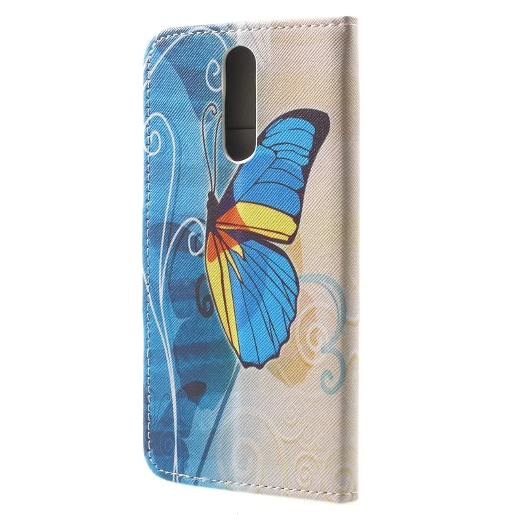 Pattern Printing Leather Stand Cover with Card Slots for Huawei Mate 10 Lite / nova 2i / Maimang 6 / Honor 9i (India) - Blue Butterfly