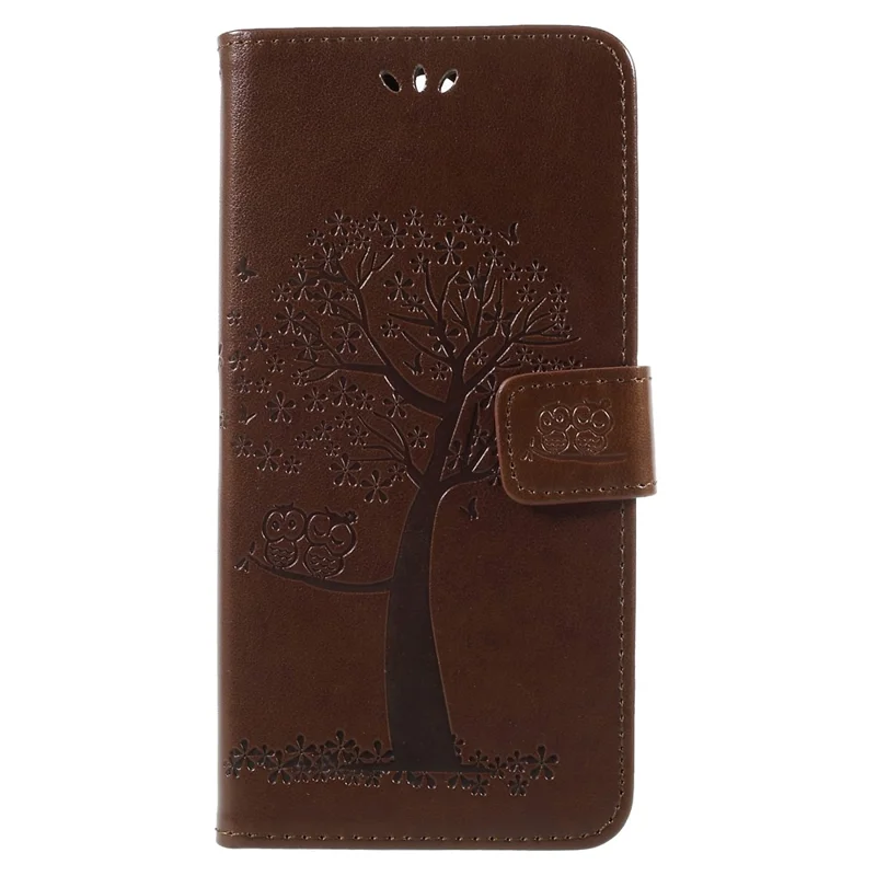 Imprint Tree Owls PU Leather Wallet Case for Huawei Mate 10 Lite / nova 2i / Maimang 6 / Honor 9i (India) - Brown