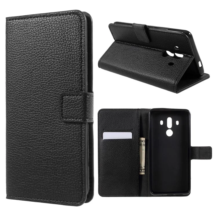 Litchi Texture Leather Wallet Stand Case Accessory for Huawei Mate 10 Pro