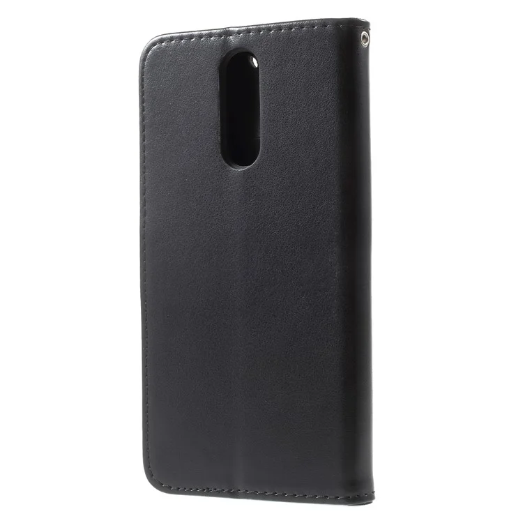 Impresión Flores de Mariposa Case de Billetera de Cuero Para Huawei Mate 10 Lite / Nova 2i / Maimang 6 / Honor 9i (India) - Negro