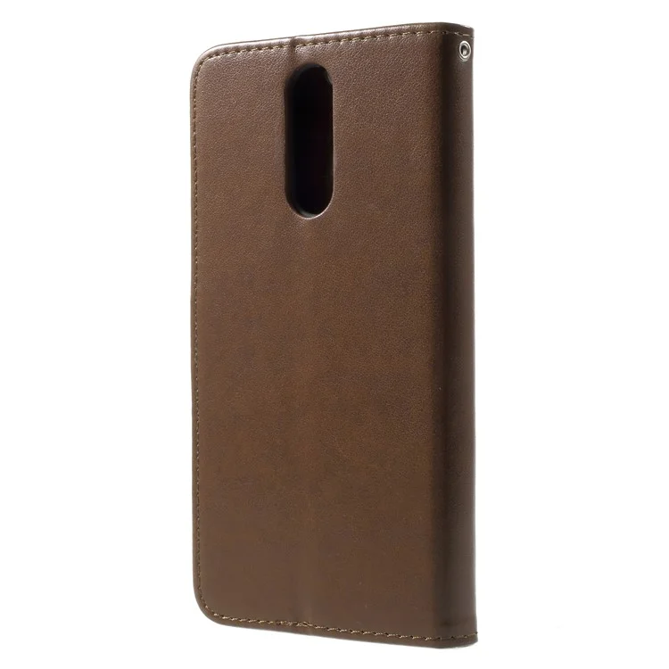 Imprint Butterfly Flowers Magnetic Leather Stand Для Huawei Mate 10 Lite / Nova 2i / Майманг 6 / Честь 9i (индия) - Коричневый