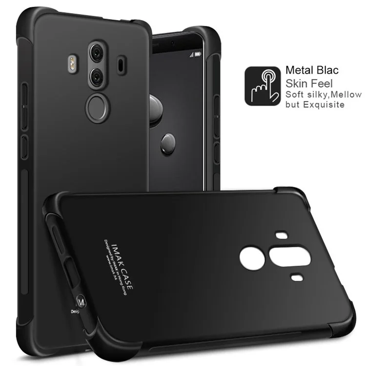 IMAK Skin Feel Anti-drop TPU Case + Explosion-proof Screen Film for Huawei Mate 10 Pro - Metal Black