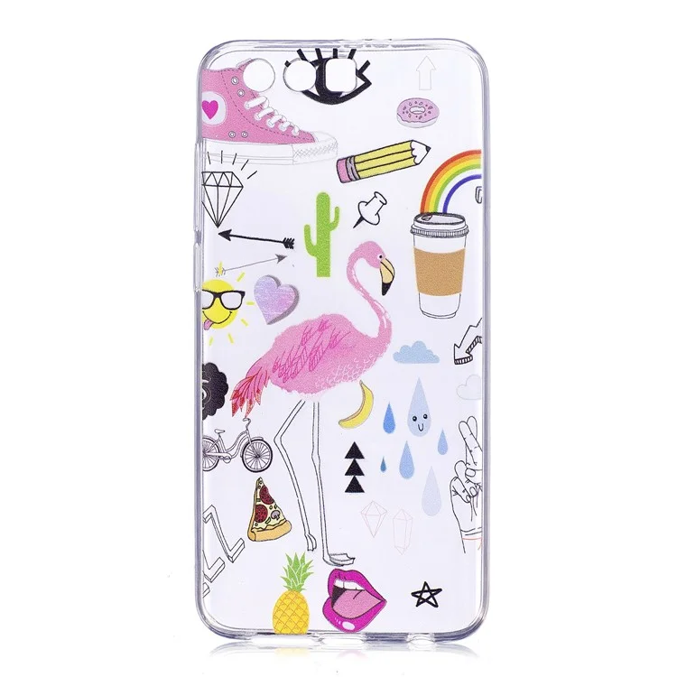For Huawei Honor 9 Pattern Printing Soft TPU Phone Accessory Case - Crane Pattern