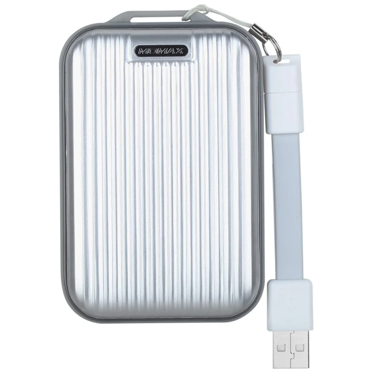 MOMAX iPower Go mini3 Traveling Case 10000mAh Dual USB Power Bank with Quick Charge 3.0 - Silver Color