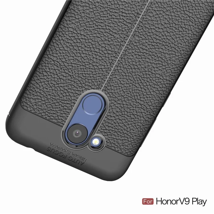 Litchi Texture PU leather Coated TPU Phone Cover for Huawei Honor 6C Pro / V9 Play - Black