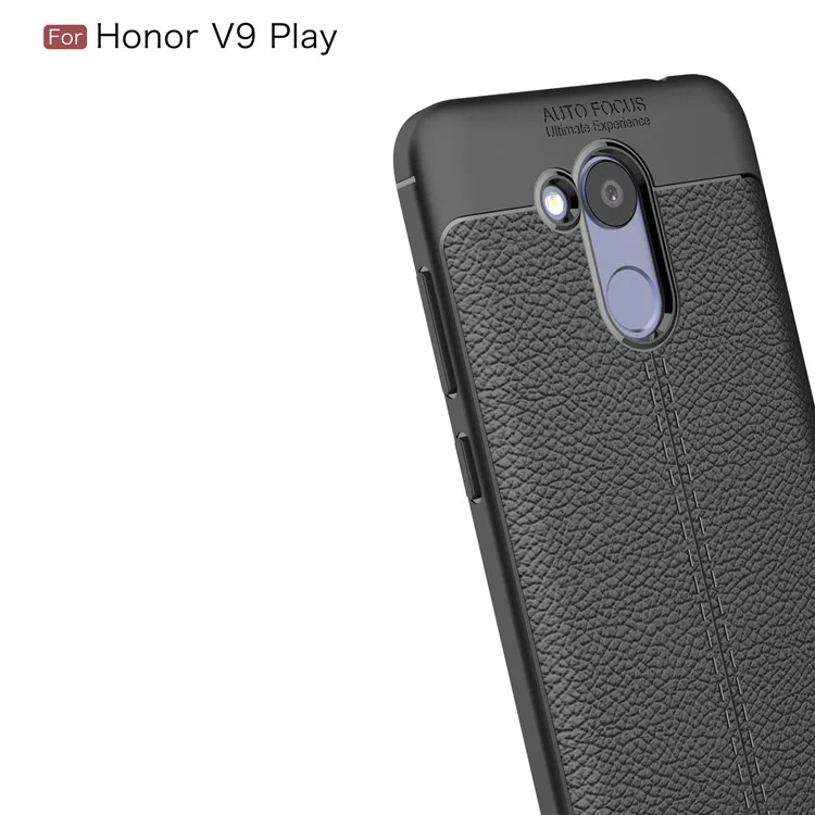 Litchi Texture PU leather Coated TPU Phone Cover for Huawei Honor 6C Pro / V9 Play - Black